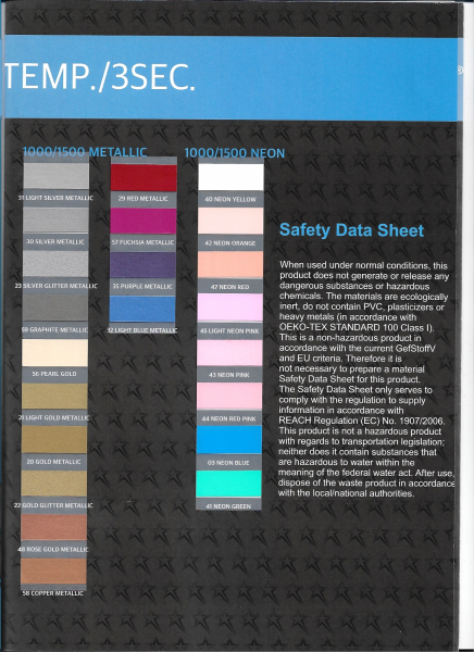 Цветовая карта серий NOVA-FLEX 1000 PREMIUM / 1500 LOWTEMP