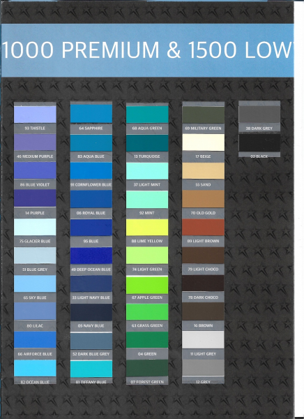 Цветовая карта серий NOVA-FLEX 1000 PREMIUM / 1500 LOWTEMP